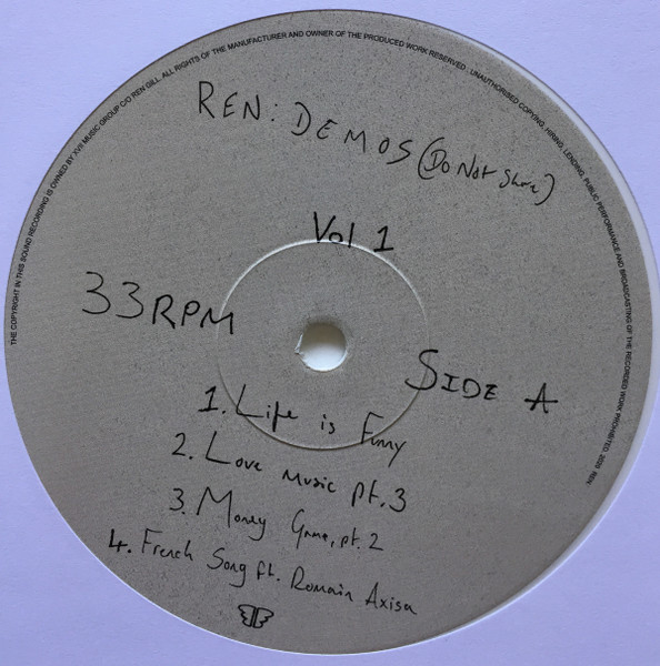 Demos (Do Not Share) Vol 1 by Ren, Vinyl, 12", 33 ⅓ RPM, EP, Limited Edition, White, 2020: photo 3