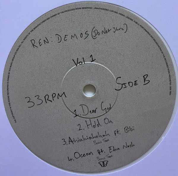 Demos (Do Not Share) Vol 1 by Ren, Vinyl, 12", 33 ⅓ RPM, EP, Limited Edition, White, 2020: photo 4