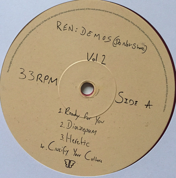 Demos (Do Not Share) Vol 2 by Ren, Vinyl, 12", 33 ⅓ RPM, EP, Limited Edition, Red, 2020: photo 3