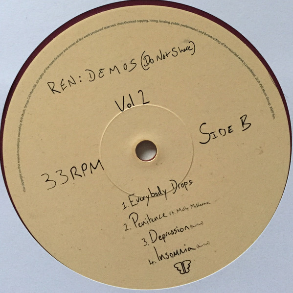 Demos (Do Not Share) Vol 2 by Ren, Vinyl, 12", 33 ⅓ RPM, EP, Limited Edition, Red, 2020: photo 4